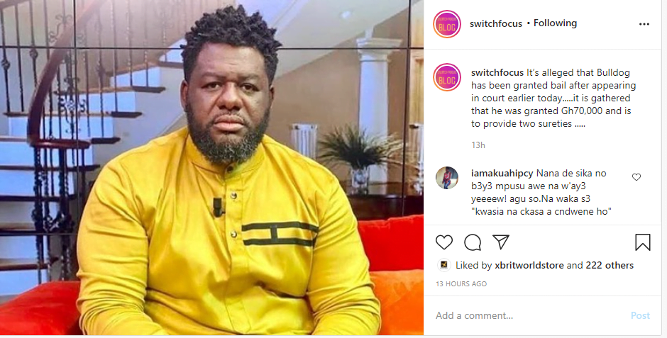 Bulldog finally granted bail of GHC70,000 with 3 sureties - Video
