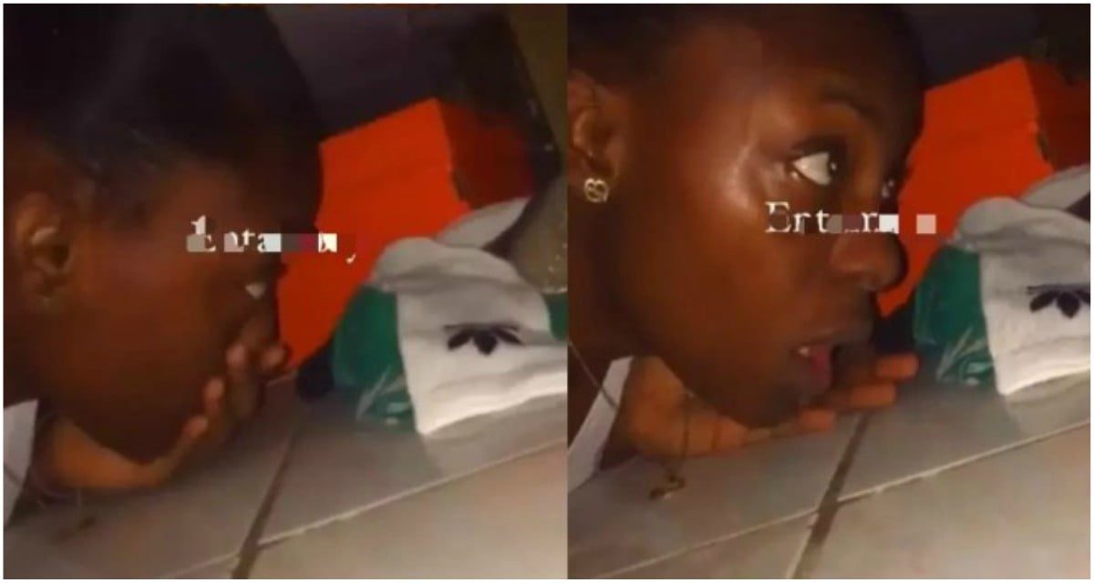 Side chick hides under the bed after the wife of the man she was cheating with came home unexpectedly (video)