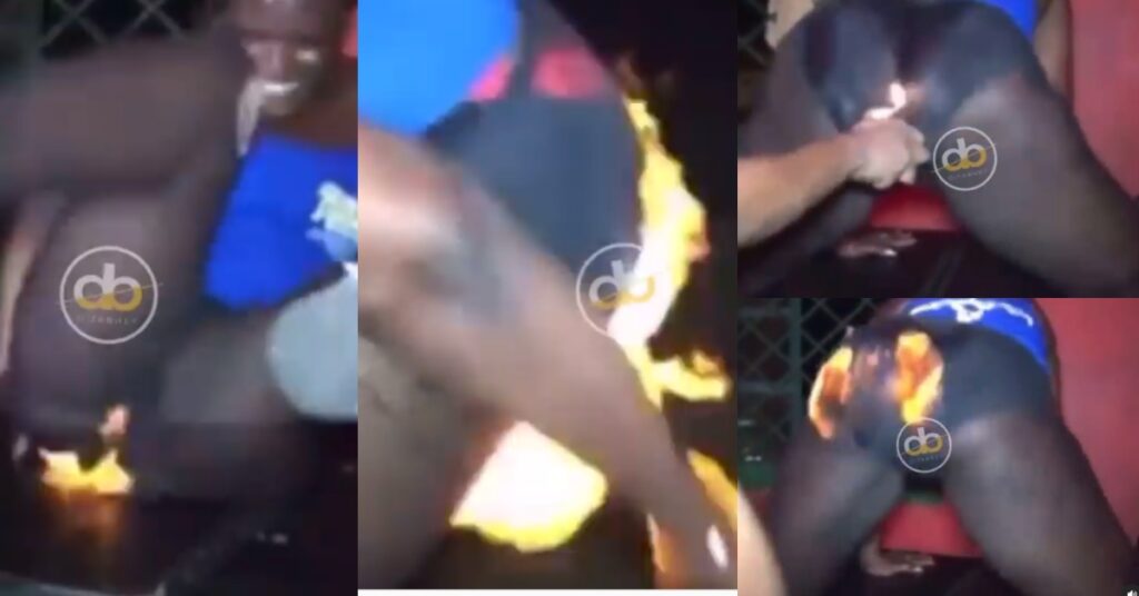 Striper in flames after lighting her A$$ with fire - Video