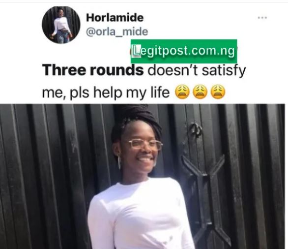 Here is the beautiful Nigerian lady who says 3 rounds is not enough for her