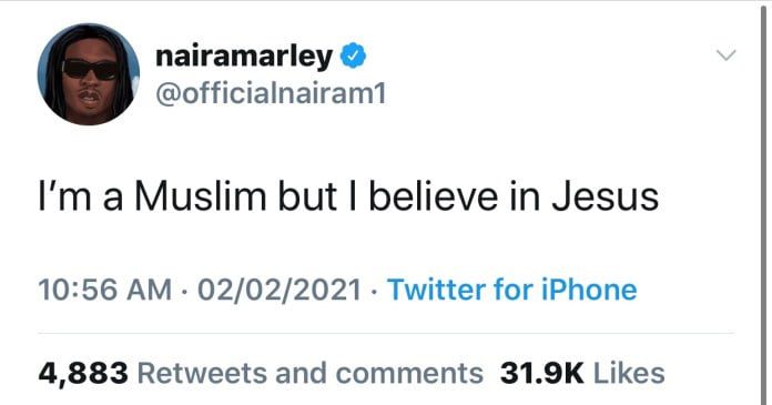 I’m a Muslim but I believe in Jesus – Naira Marley