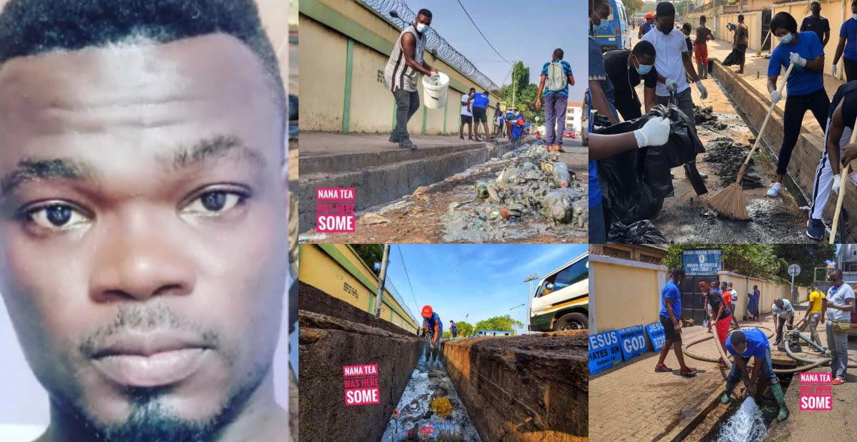Man Uses his Susu Money to clean the dirties Gutter in Tema (photos)