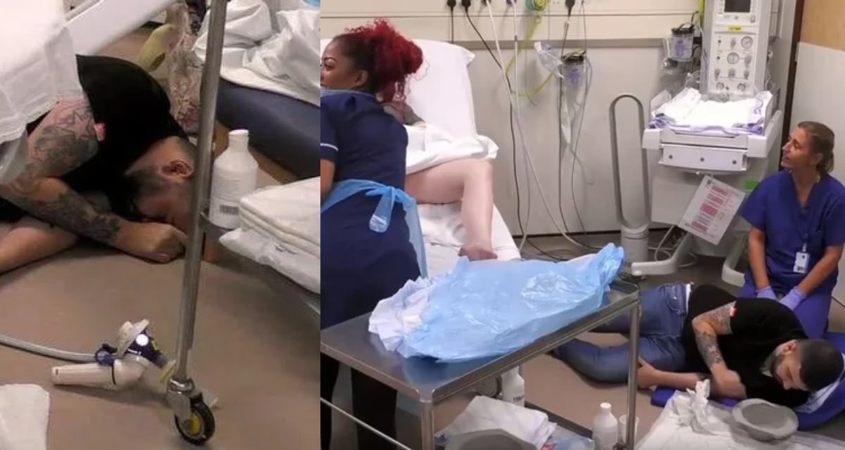 Man faints in the maternity ward after seeing his girlfriend give birth (photos)