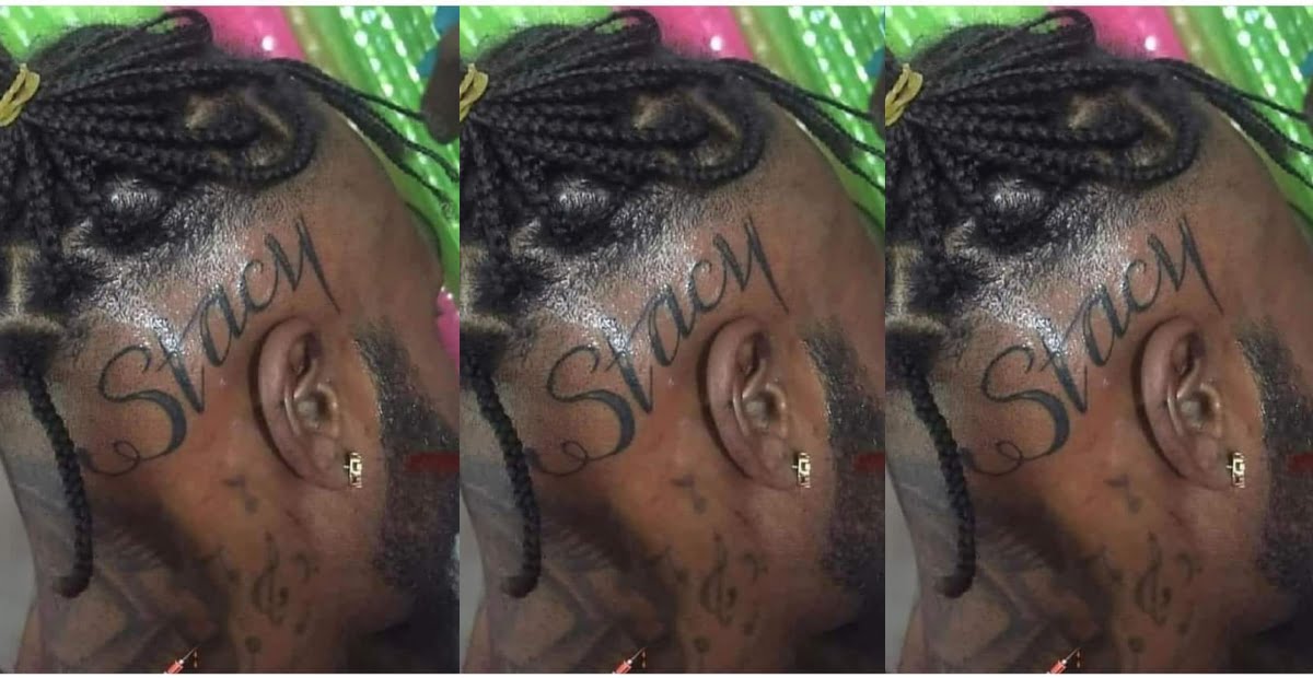 Guy tattoos his girl's name on his head to show he thinks about her every day (photo)