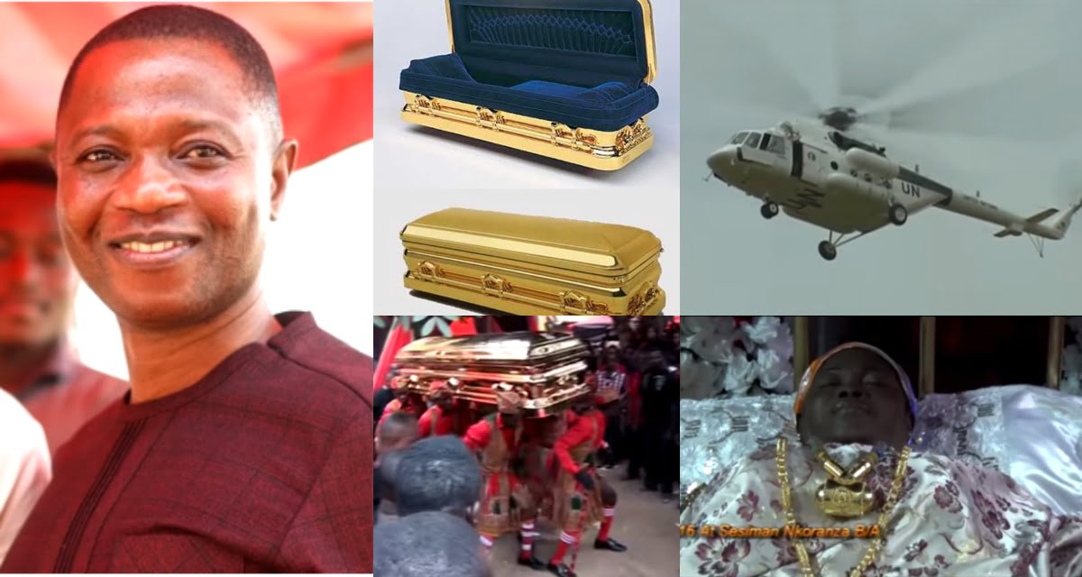 Nick Danso Abeam buried his late mother in a Golden Casket and organized the most expensive funeral in Ghana (video)