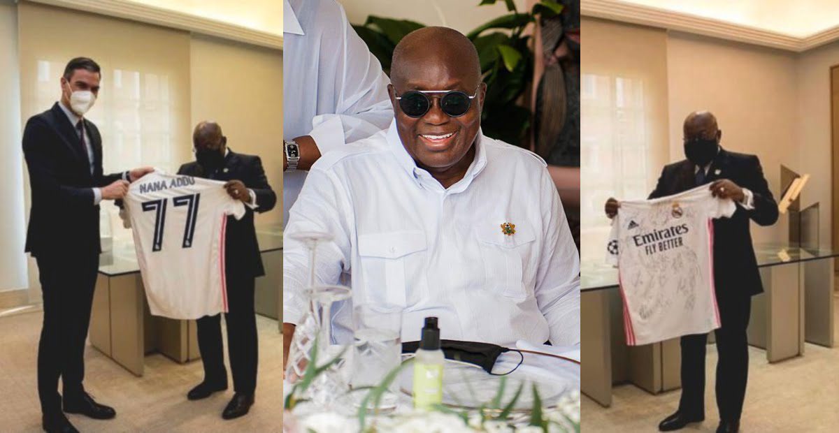 Real Madrid gives President Nana Addo a customized Jersey as his birthday present (photo)