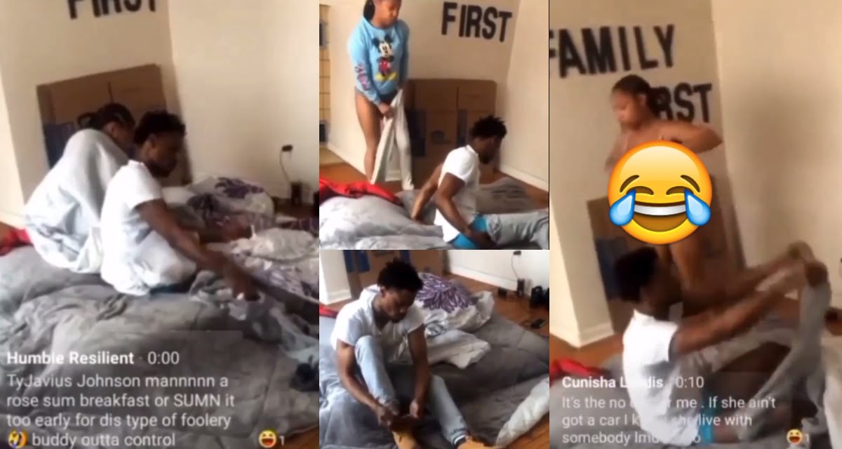 See what this lady did after she caught her man with another girl in bed (video)