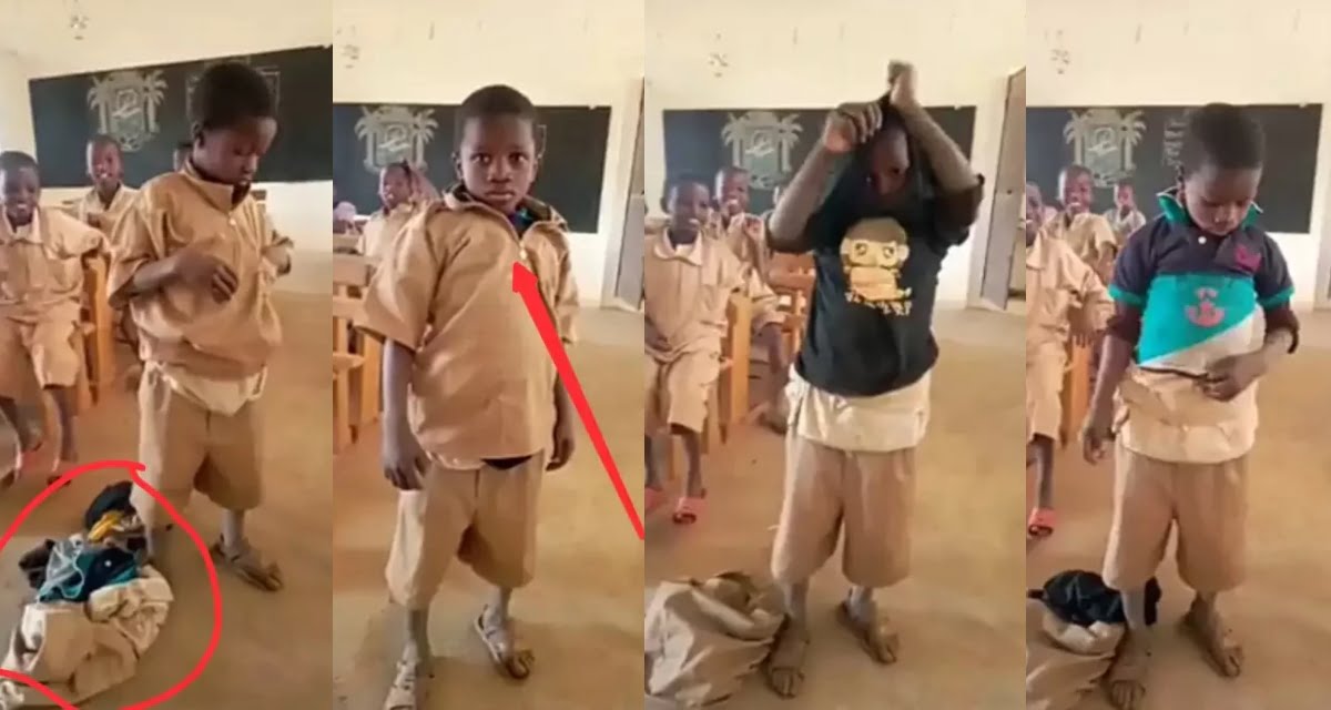 A young boy goes viral after he wore Multiple clothes to school to lessen the pain of lashes.