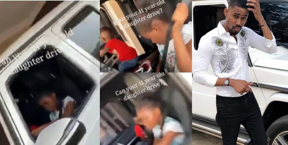 11 years old Daughter of Ibrah One, drives her father's G- Wagon (video)