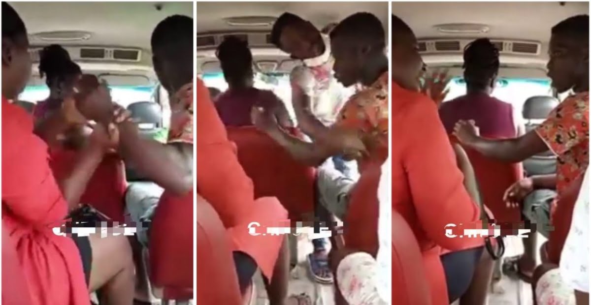 'trotro' mate and female passenger exchange blows over Ghs 1 (video)