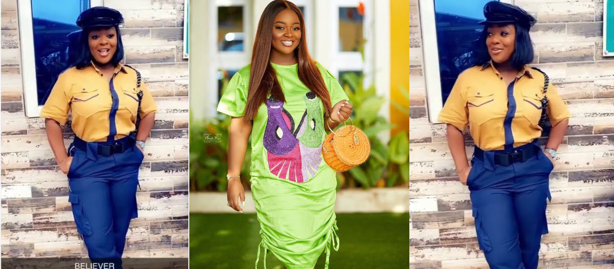 Jackie Appiah storms the internet as she beautifully poses as security in new photos and video