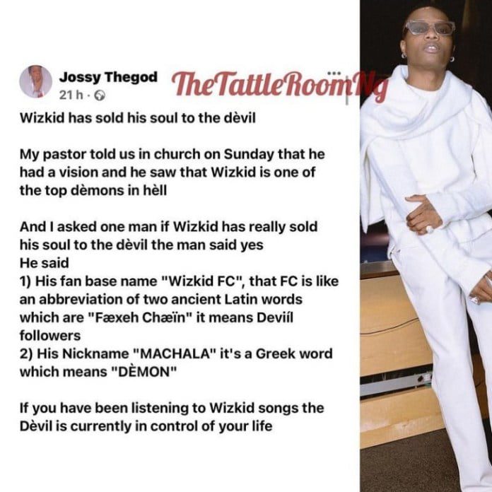 Wizkid has sold his soul to the Devil, He is one of the top Demons in hell - Man reveals