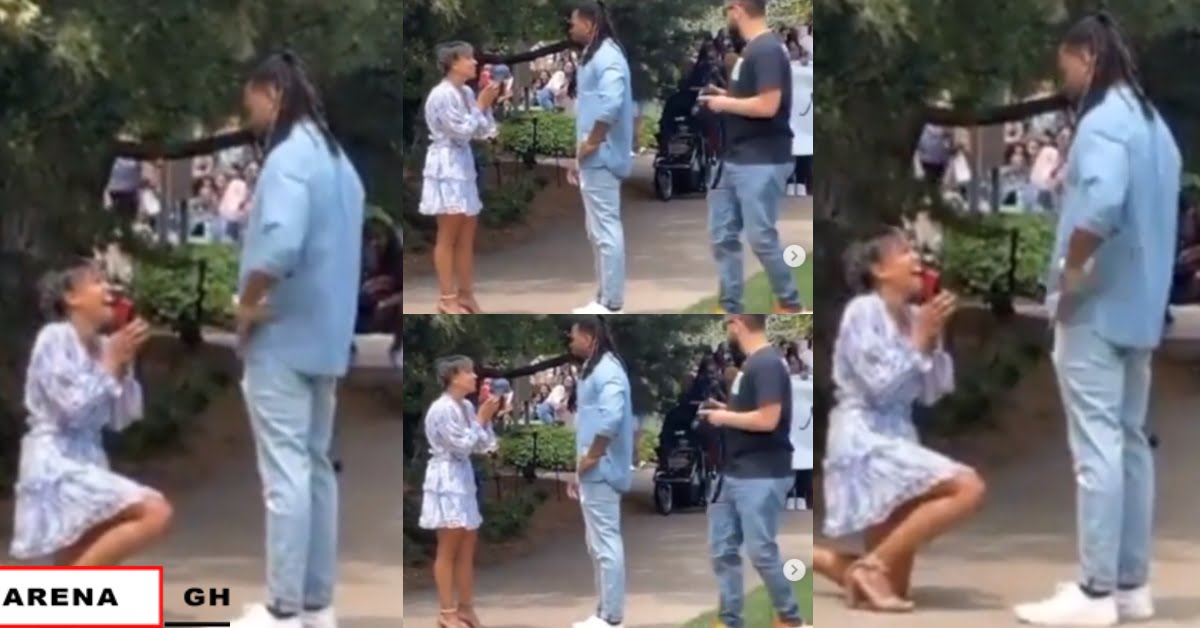 Lady Proposes to her boyfriends in front of family and friends (video)