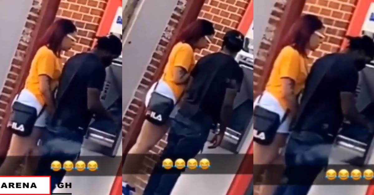 Young man spotted at the ATM redrawing all his savings for a slay queen who stood by him (video)