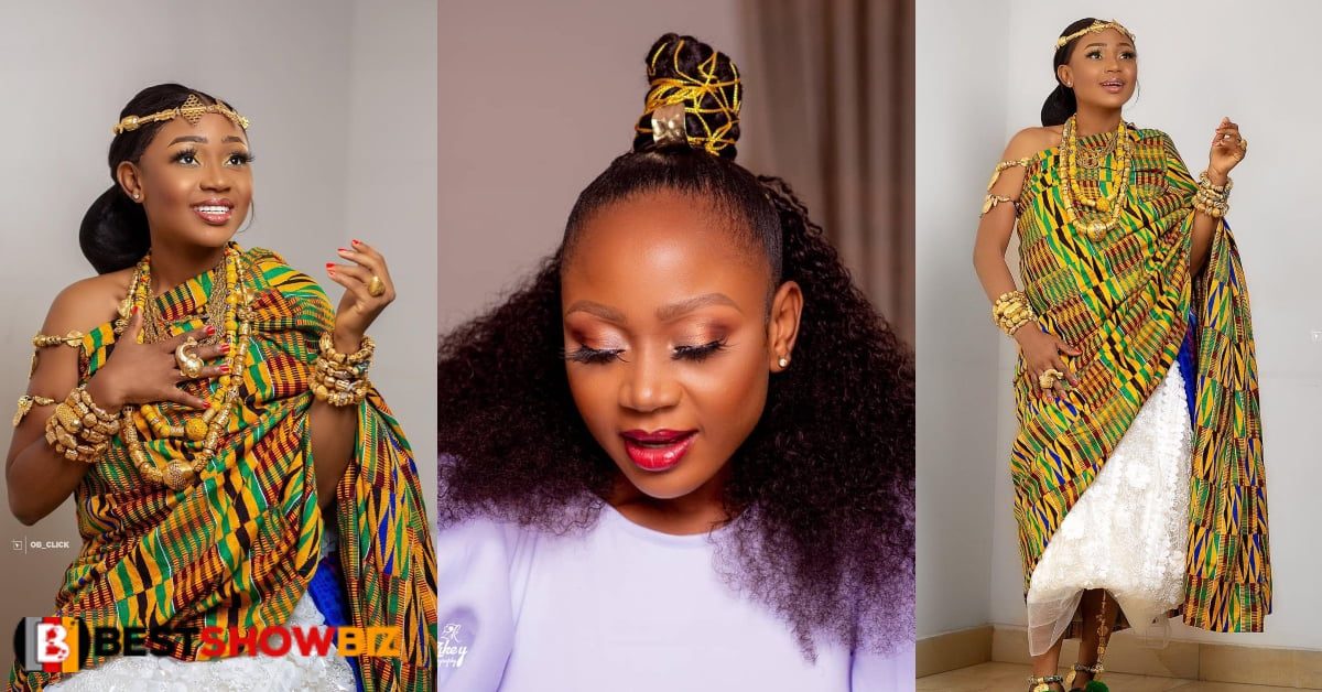 Repented Akuapem Poloo marks birthday with beautiful and descent Kente style - Photos