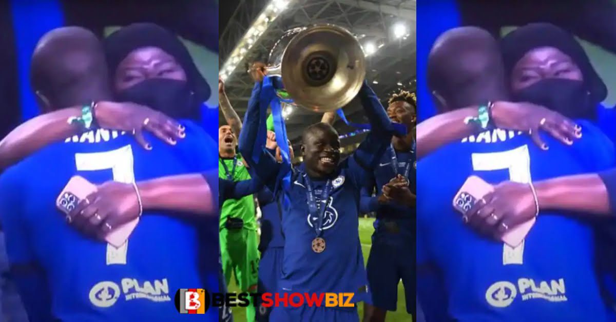 Watch the emotional moment Kante's mother shed tears while hugging him over Chelsea's victory in UCL - Video