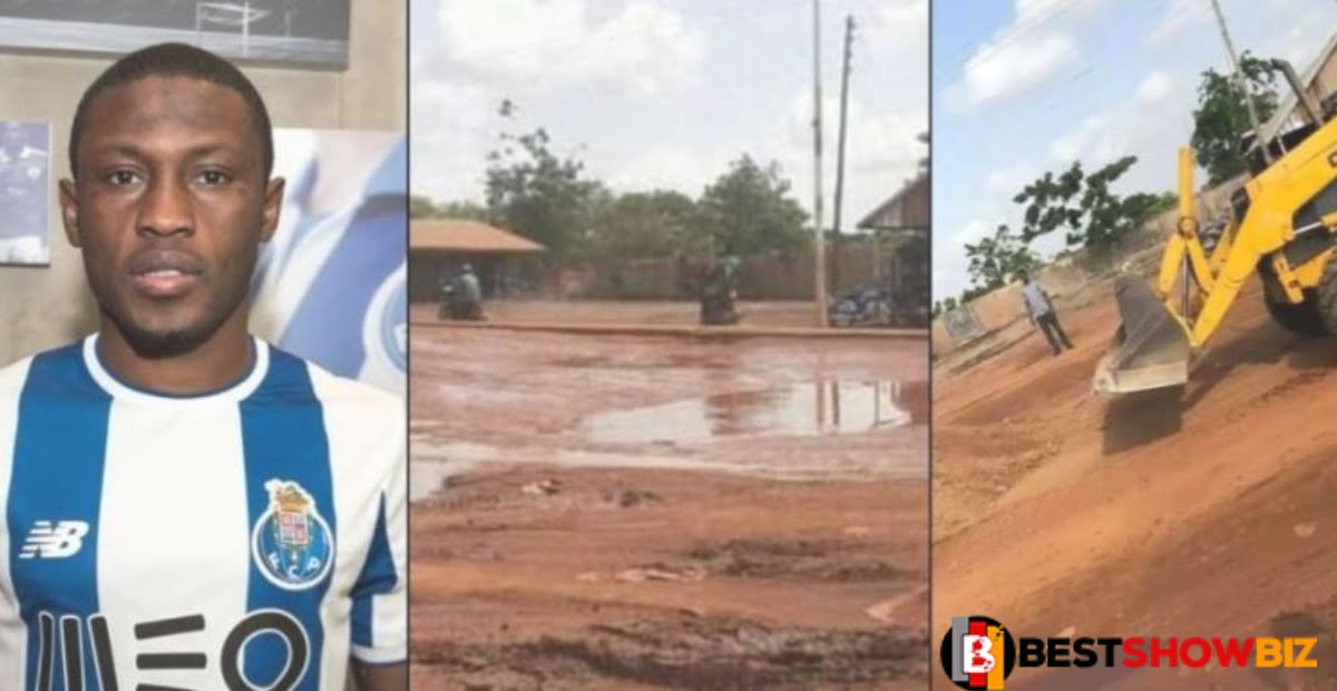 Well Done! Ghanaian footballer Majeed Waris pays contractors to fix his hometown roads.