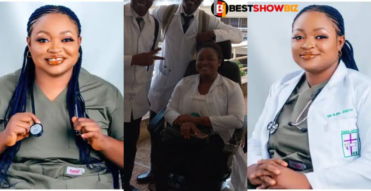 Beautiful lady in a wheelchair celebrates as she finally becomes a Medical Doctor - Photos