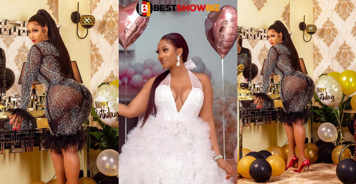 Hajia4real stuns the internet with beautiful see-through dress as she marks her birthday - Photos