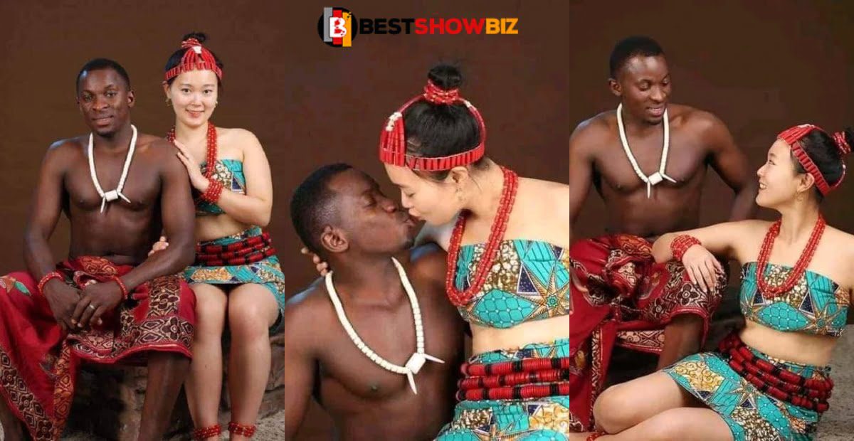 Lovely Traditional Wedding photos of a Korean woman and her African husband surfaces online