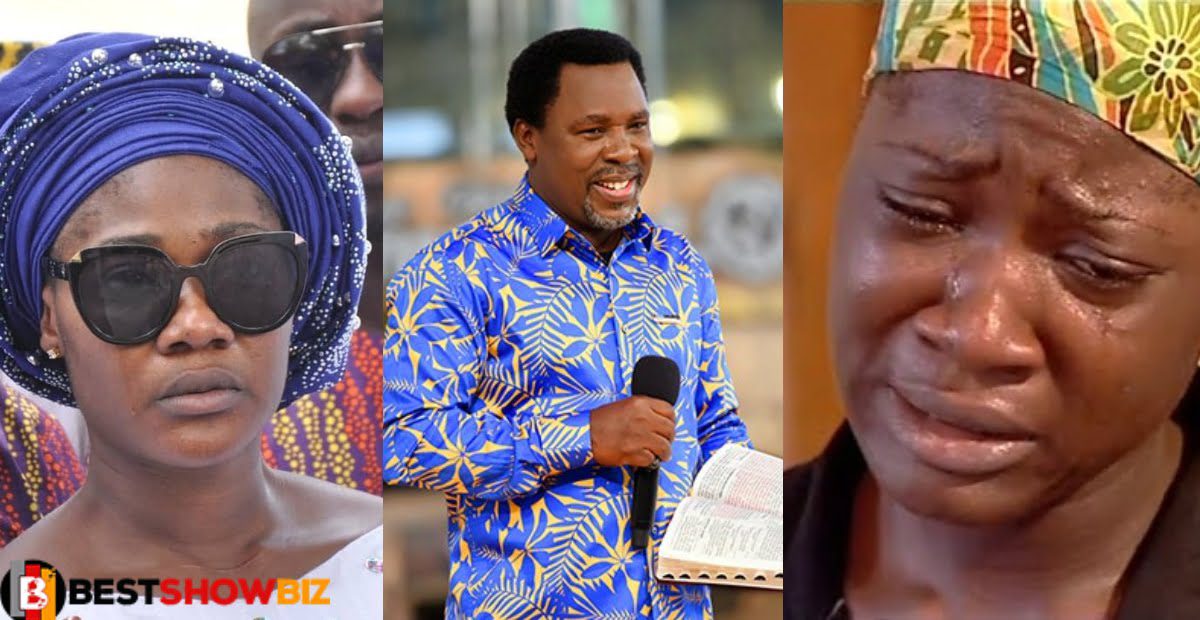 Mercy Johnson Weeps like a baby after news of TB Joshua's death reached her.