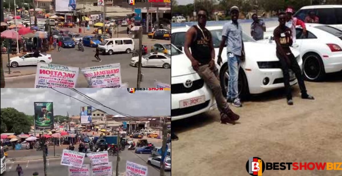 kumasi sakawa boys blocked roads as they mourn their friend who was shot after buying Range Rover (video)