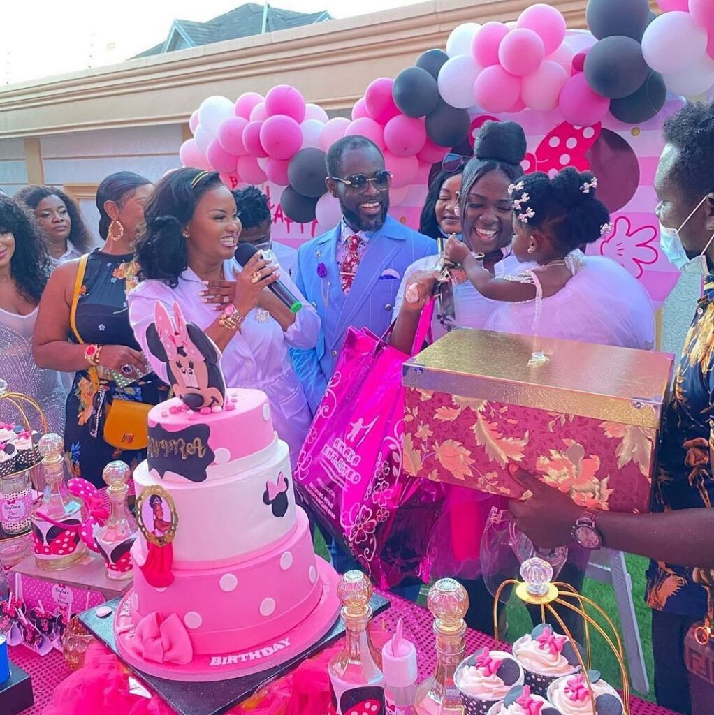 Video; Tracey Boakye proves she is rich as she sprays bundles of cush on her daughter at her birthday party