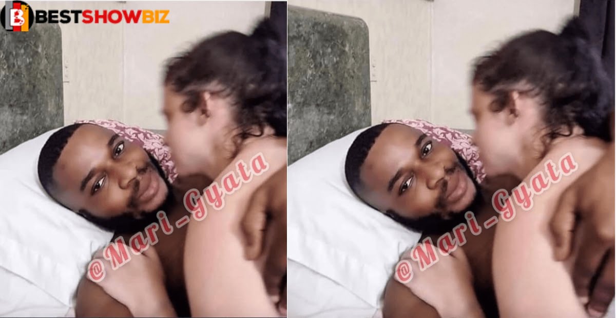 "Di abrofo ma free"- Twene Jonas pictured in bed with a white woman enjoying himself