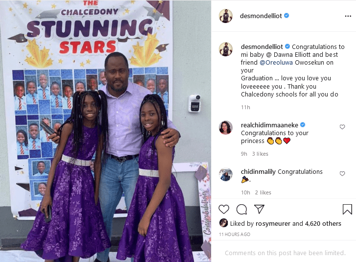 Actor Desmond Elliot celebrates his daughter and her best friend for graduating JHS