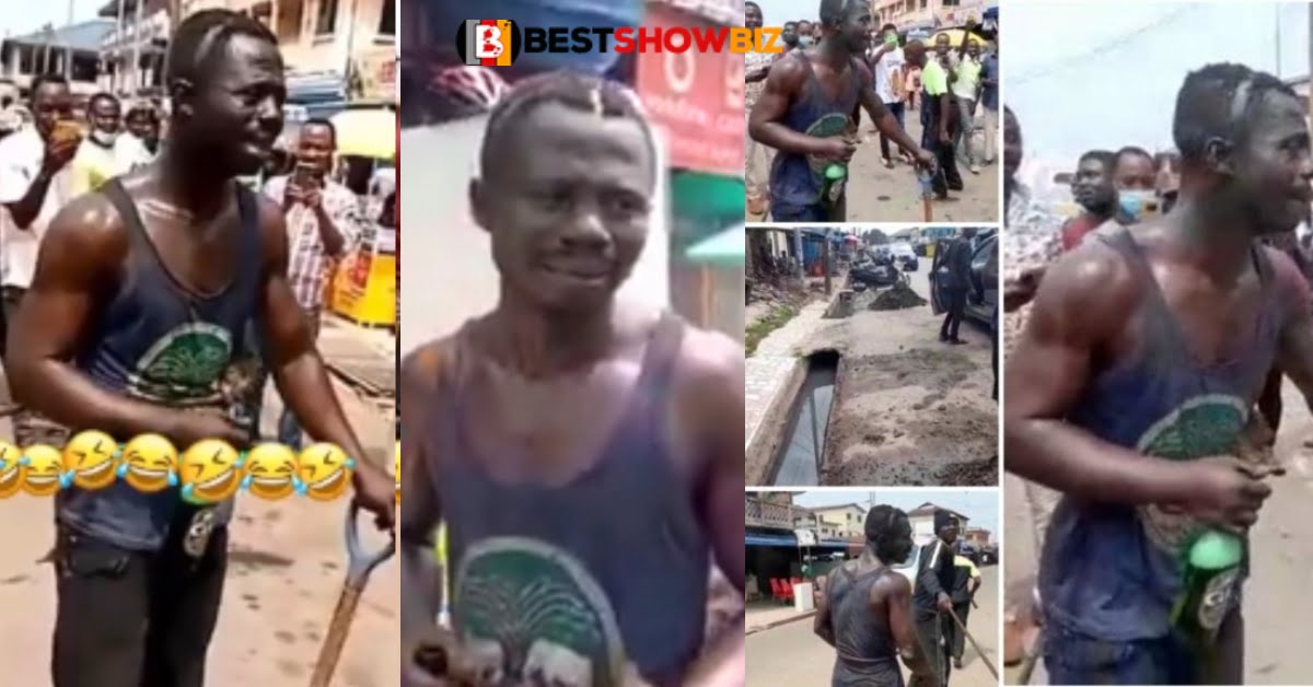 Video: Takoradi thief served with beer, asked to dance and clean the gutters