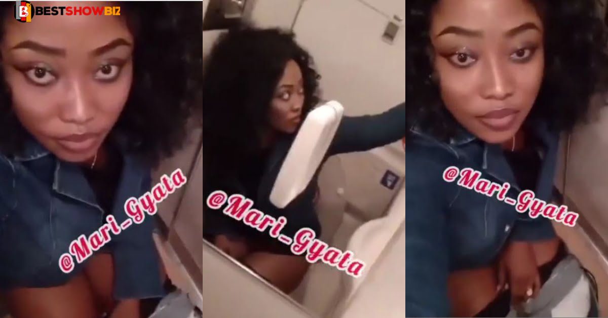 Netizens blast actress Joyce Boakye for taking pictures of herself on the toilet of a plane (video)