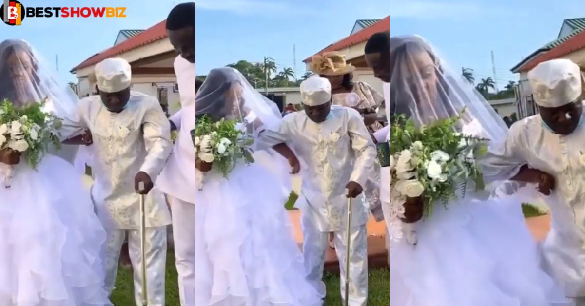 Beautiful moment a disabled father walked his daughter down the aisle on her wedding day (video)