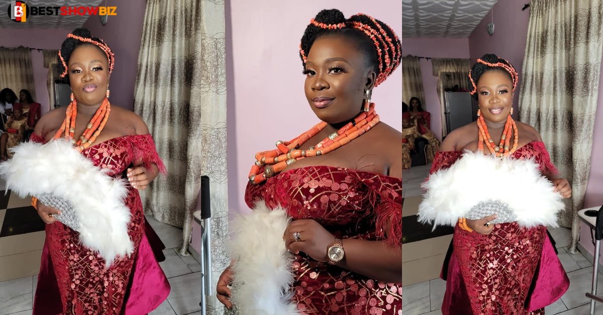 My husband didn't pay my bride price - Proud wedded lady reveals as she drops beautiful wedding photos