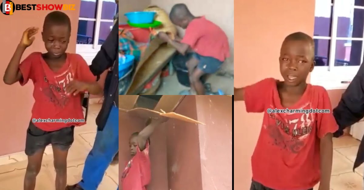Small Ghanaian child forced to Demonstrates how he climbs ceiling to steal money (video)