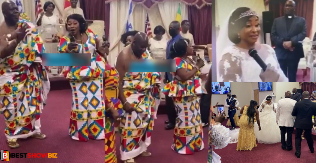 Watch beautiful thanksgiving video of Kyeiwaa and her husband after their white wedding