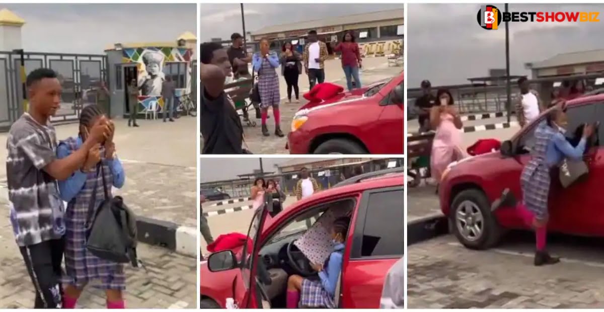 Young man surprises his JHS1 girl with a brand new car on her birthday - Video
