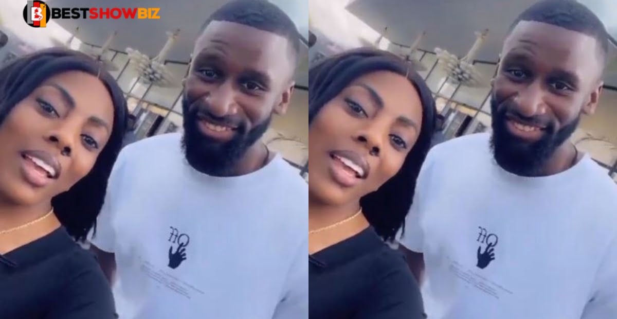 Ahohyehy3; Nana Aba Anamoah hangs out with Chelsea player Ruediger in new video