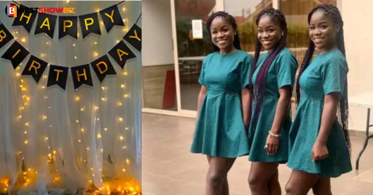 Beautiful triplets in Kumasi stuns social media their birthday pictures