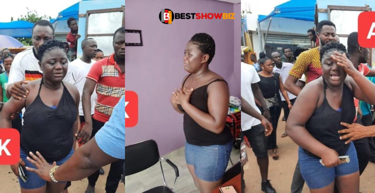 suspected female Mobile Money Fraudster arrested and paraded in public (photos)