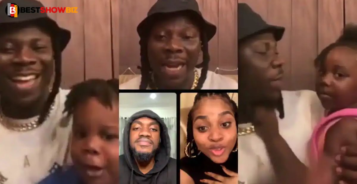 Love you Daddy- Says Stonebwoy's son and daughter as they interrupt his live video with Adina and Mr. Drew