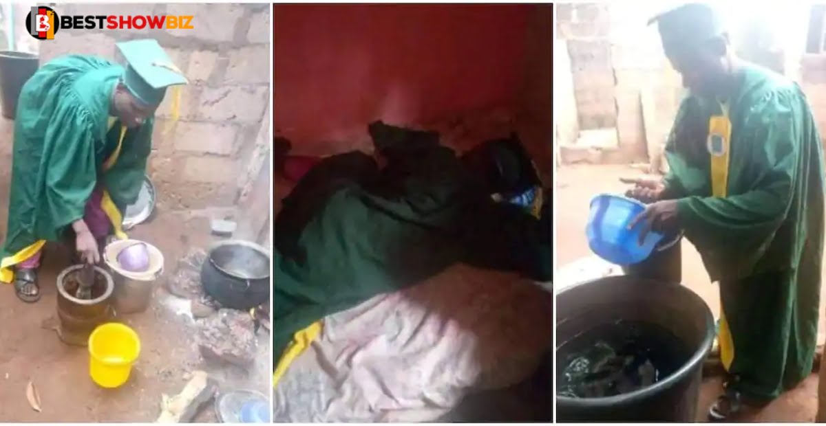 Student sleep and cook with his matric gown after renting it for GHC80 - Photos