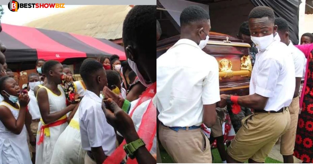 Tears Flow as students bury their teacher who was shot by armed robbers