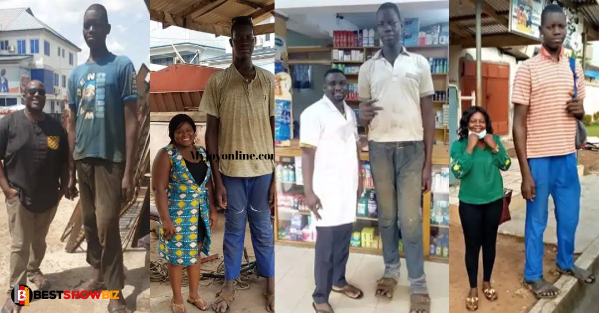 Meet the tallest Man in Volta Charles, as he pleads for help with custom shoes and clothes