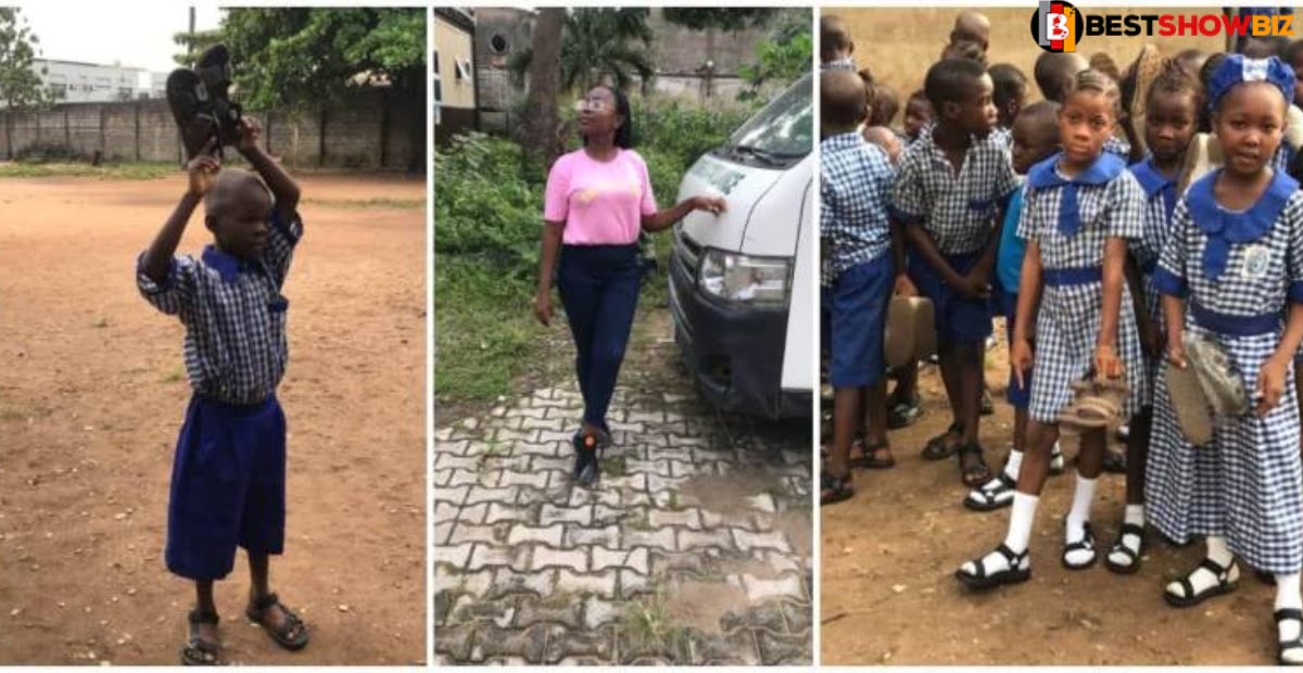 Meet the pretty female teacher who bought shoes for her students who walked barefoot to school