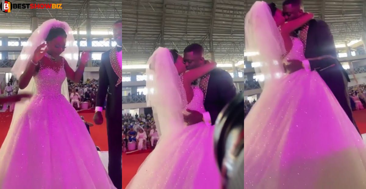 Watch Sam Korankye Ankrah's daughter speak in tongues before kissing her husband (video)