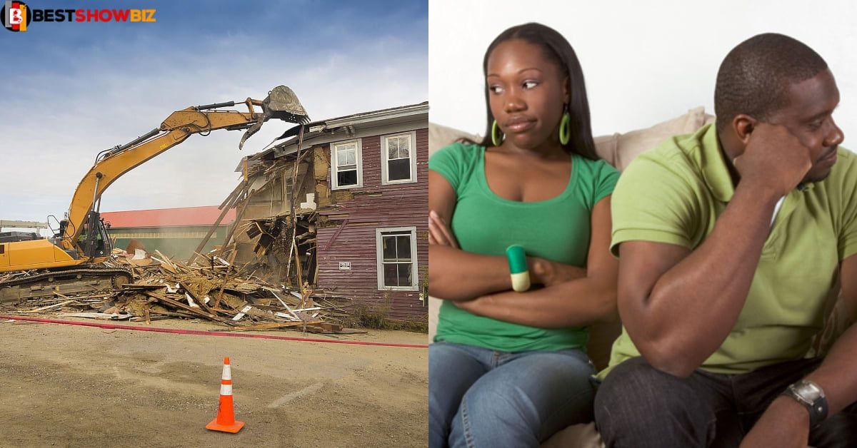 It ended in Tears as Wife demolishes matrimonial home after failed marriage - Video