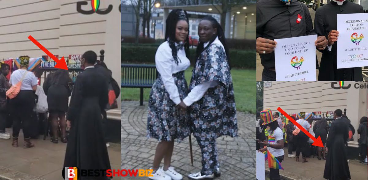 2 priests lead LGBTQ members to demonstrate at the Ghana high commission office in UK - Video