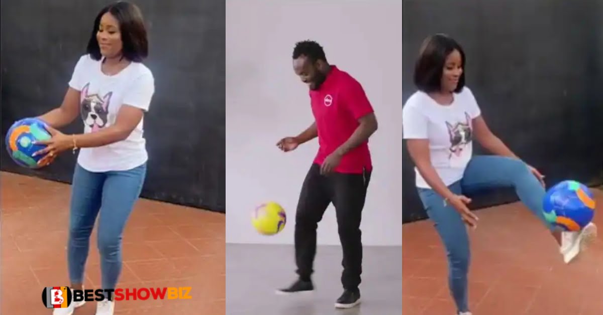 Berla Mundi challenges Michael Essien as she shows off her 'totas' skills in new video