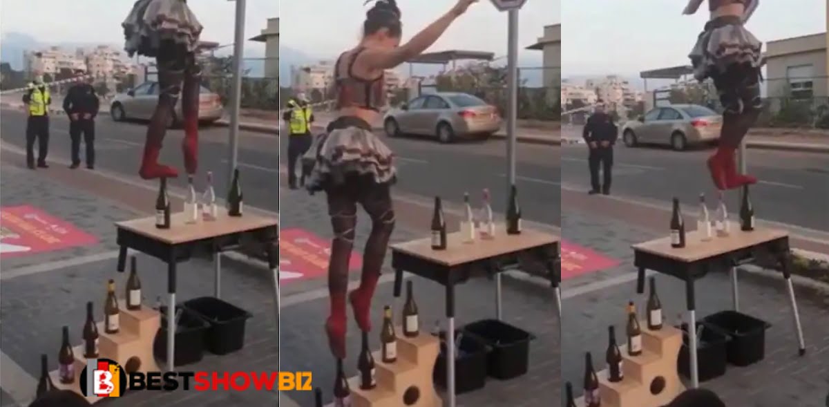 This na juju: Lady stirs the internet as she walks on bottles in Crate challenge - Video
