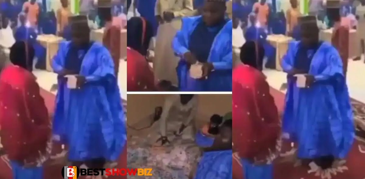 Video: Man sh0ckingly picks back all the money he sprayed on bride who refused to smile and dance